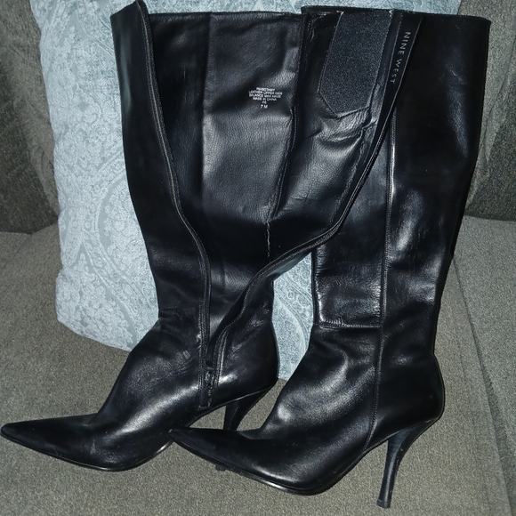 Nine West Sleek Black Heeled Boots - Picture 1 of 3
